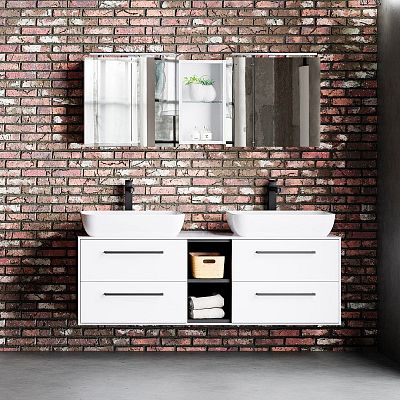 Washbasin cabinet IDEA SZZ4O2 150 and mirror cabinet BELLONA GA4EO 140