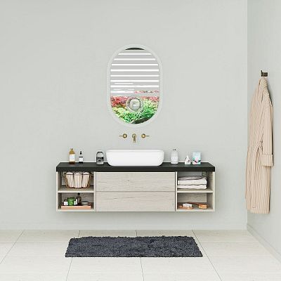 Washbasin countertop DPU 160 with open compartment and washbasin Felis 1